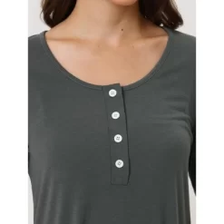 Cheibear Women's 3/4 Sleeve Maternity Lace Trim Lounge Nightgowns -Cozy Nights Sales Store GUEST 652a9807 deee 4533 a90c af7b8244d6ab