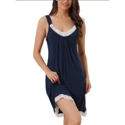 Cheibear Women's Nightgown Soft Pleated Sleep Dress Full Slip Lace Lingerie Babydoll Sleepwear -Cozy Nights Sales Store GUEST 6533e247 4711 476b 8b5e 6b7faaffaa36