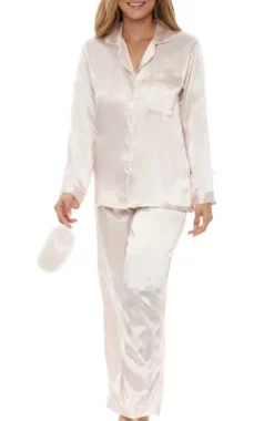 Women's Classic Satin Pajamas Lounge Set, Long Sleeve Top And Pants With Pockets, Silk Like PJs With Matching Sleep Mask -Cozy Nights Sales Store GUEST 66341866 e1d6 4eb7 9986 28d231e17d1a