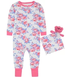 Sleep On It Infant Girls English Rose Zip-Front Coverall Pajama -Cozy Nights Sales Store GUEST 67168bb1 3ef9 4e6c a0a1 bbb103b4719b