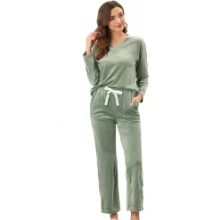 Cheibear Womens Velvet Sleepwear Tracksuits With Pockets V-Neck Lounge Sweatsuit Pajama Sets -Cozy Nights Sales Store GUEST 6723094c 144e 465b 8df9 26a08b6e0cc1