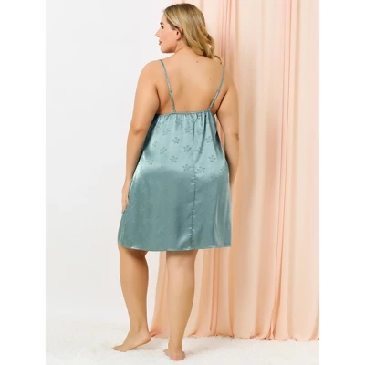 Agnes Orinda Women's Plus Size Satin Star Print Lace Trim Pajamas Nightgown 4 Agnes Orinda Women's Plus Size Satin Star Print Lace Trim Pajamas Nightgown - Image 4