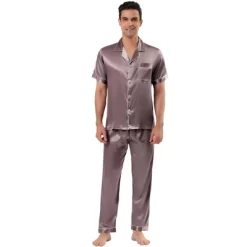 Lars Amadeus Men's Satin Pajama Sets Sleepwear Short Sleeves Button Down Night Wear Set -Cozy Nights Sales Store GUEST 676e9aa7 d1e6 4ff4 9de2 ca703e946c2e