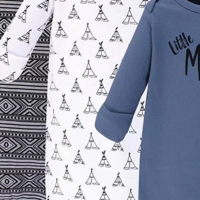 Yoga Sprout Baby Boy Cotton Long-Sleeve Gowns 3pk, Little Man 2 Yoga Sprout Baby Boy Cotton Long-Sleeve Gowns 3pk, Little Man - Image 2