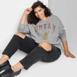 Women's Oversized Dream State Graphic Sweatshirt - Wild Fable™ Heather Gray -Cozy Nights Sales Store GUEST 683aab3c 93ec 4664 91a6 f00d2c715ff1