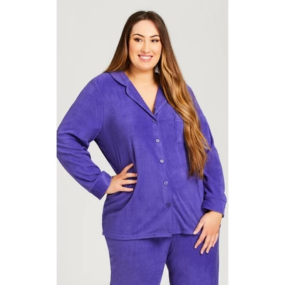 Women's Plus Size Button Up Top - Lilac | AVENUE 6 Women's Plus Size Button Up Top - Lilac | AVENUE - Image 6