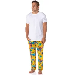 Pokemon Men's Pikachu Pajama Pants Allover Multicolor Lounge Sleep Bottoms