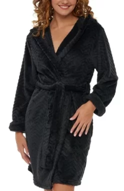 Women's Warm Soft Plush Fleece Bathrobe With Hood, Knee Length Hooded Robe, Chevrons -Cozy Nights Sales Store GUEST 68acb8d1 c34d 482a bf7a b37f78dd9124