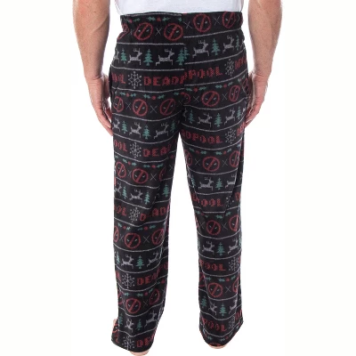 Marvel Men's Deadpool Christmas Ugly Sweater Fleece Sleep Pajama Pants Ugly Deadpool Sweater 2 Marvel Men's Deadpool Christmas Ugly Sweater Fleece Sleep Pajama Pants Ugly Deadpool Sweater - Image 2