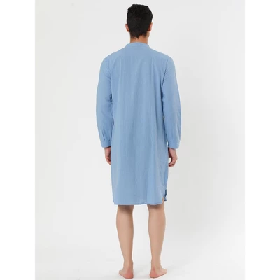 Lars Amadeus Men's Nightshirt Sleep Shirt Banded Collar Henley Shirt Pajamas Nightgown 3 Lars Amadeus Men's Nightshirt Sleep Shirt Banded Collar Henley Shirt Pajamas Nightgown - Image 3