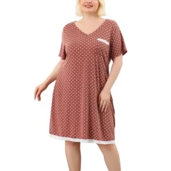 Agnes Orinda Womens Plus Size V Neck Polka Dots Short Sleeve Sleepwear Pajamas Nightgown -Cozy Nights Sales Store GUEST 6a633f59 c94d 4933 9e58 77c81dcca23f