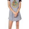 Harry Potter Juniors' Wizarding World Hogwarts Crest Sleep Pajama Nightgown Grey