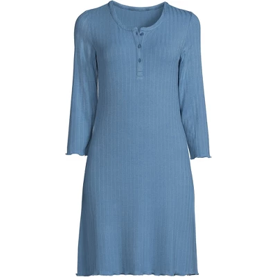 Lands' End Women's Pointelle Rib 3/4 Sleeve Knee Length Nightgown 6 Lands' End Women's Pointelle Rib 3/4 Sleeve Knee Length Nightgown - Image 6