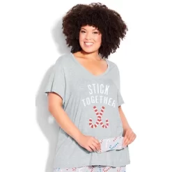 Women's Plus Size Stick Together Sleep Set - Gray | AVENUE -Cozy Nights Sales Store GUEST 6afa30e2 fb24 4aa9 ad2a 2f8c93c35317