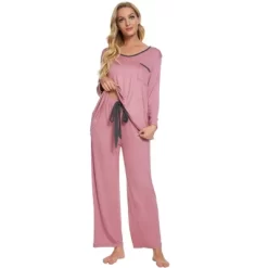 Cheibear Womens Pajama Set Soft Modal Contrast Color Long Sleeve Shirt And Pants Sleepwear 2pcs -Cozy Nights Sales Store GUEST 6b05396c 97c7 492d b034 a7737d0ecafc