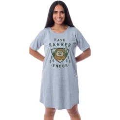 Star Wars Womens' Ewok Park Ranger Endor Nightgown Sleep Pajama Shirt Grey -Cozy Nights Sales Store GUEST 6bb2f3b4 7ca6 43b6 b006 7e9510c7c557