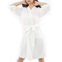 PiccoCasa Women's Lightweight Soft Warm Spa Waffle Short Robe