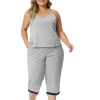 Agnes Orinda Women's Plus Size Sleeveless Elastic Waist Comfortable 2 Pieces Pajama Sets