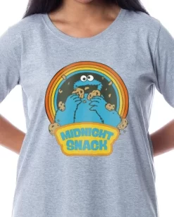 Sesame Street Women's Cookie Monster Midnight Snack Nightgown Pajama Dress Multicolored