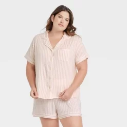 Women's Beautifully Soft Short Sleeve Notch Collar Top And Shorts Pajama Set - Stars Above™ -Cozy Nights Sales Store GUEST 6d96b8a3 6cfb 480c 9ed7 7fe31c811658