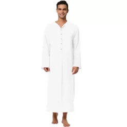 Lars Amadeus Men's Night Sleep Cotton Side Split Long Gown With Pockets -Cozy Nights Sales Store GUEST 6e568229 80bf 4189 b99f 79b4e2a70e9f