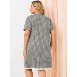 Agnes Orinda Womens Plus Size V Neck Polka Dots Short Sleeve Sleepwear Pajamas Nightgown -Cozy Nights Sales Store GUEST 6e600587 f498 4370 a859 c6e3c0b8a65d