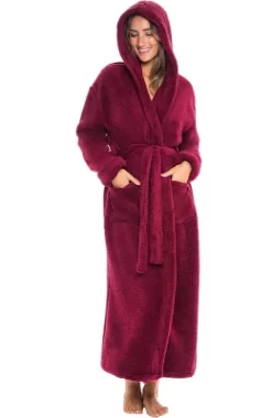 Women's Fuzzy Plush Fleece Bathrobe With Hood, Soft Warm Hooded Lounge Robe -Cozy Nights Sales Store GUEST 6f618661 3d17 4f17 8cff 2d609d988513