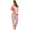 Cheibear Womens Sleepwear Pjs Lounge Round Neck With Pants Nightwear Pajama Set