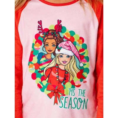 Barbie Girls' Christmas Santa Characters Tis The Season Sleep Pajama Set Pink 2 Barbie Girls' Christmas Santa Characters Tis The Season Sleep Pajama Set Pink - Image 2