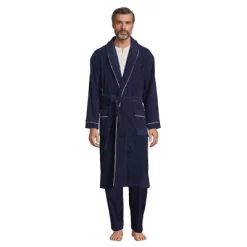 Lands' End Men's Calf Length Piped Turkish Terry Robe -Cozy Nights Sales Store GUEST 738a6330 0fdf 4407 8918 377d1a410903