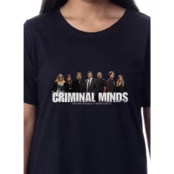 Criminal Minds Womens' Character TV Show Nightgown Sleep Pajama Shirt Black