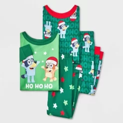 Toddler 4pc Bluey Cozy Holiday 'Ho Ho Ho' Pajama Set - Green -Cozy Nights Sales Store GUEST 75fa81be 5cbf 4095 87c4 65212826e57c