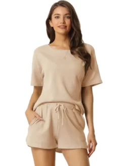 Cheibear Women's Casual Pullover Short Sleeve Lounge Sets With Shorts Jogger Outfit Summer Tracksuits -Cozy Nights Sales Store GUEST 761173f3 2ea5 45d1 9444 b02fe89be2ca