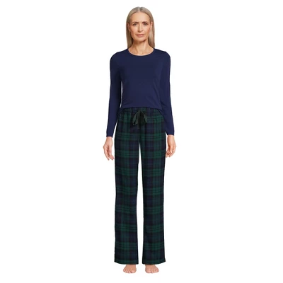 Lands' End Women's Pajama Set Knit Long Sleeve T-Shirt And Flannel Pants 2 Lands' End Women's Pajama Set Knit Long Sleeve T-Shirt And Flannel Pants - Image 2
