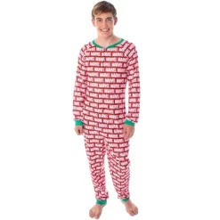 Marvel Logo Unionsuit With Christmas Lights Adult Onesie Pajamas Pjs Red -Cozy Nights Sales Store GUEST 767c806d f632 476f b5ce 12a77c06183a