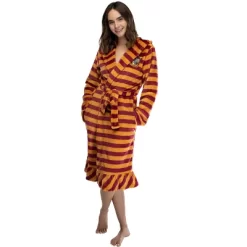 Harry Potter Juniors' Striped Ruffle Hooded Plush Fleece Robe