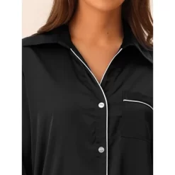 Cheibear Women's Button Down 3/4 Sleeve Mini Nightshirt Dress -Cozy Nights Sales Store GUEST 794b4455 662a 47ac 91b3 6eb2cbcb60ad