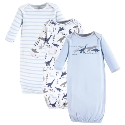 Touched By Nature Baby Organic Cotton Long-Sleeve Gowns 3pk, Dino, 0-6 Months 1 Touched By Nature Baby Organic Cotton Long-Sleeve Gowns 3pk, Dino, 0-6 Months