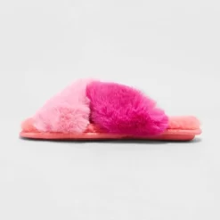 Women's Paris Crossband Faux Fur Slippers - Stars Above™