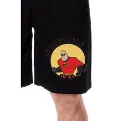 Disney Mens' The Incredibles Dad Father's Day Distressed Pajama Shorts Black