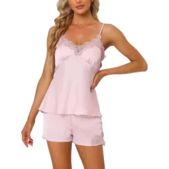 Cheibear Womens Satin Lounge Lace Trim Cami Tops With Shorts Sleepwear Pajamas Sets -Cozy Nights Sales Store GUEST 7bed31cb 85b0 42d6 b041 d649e918c266