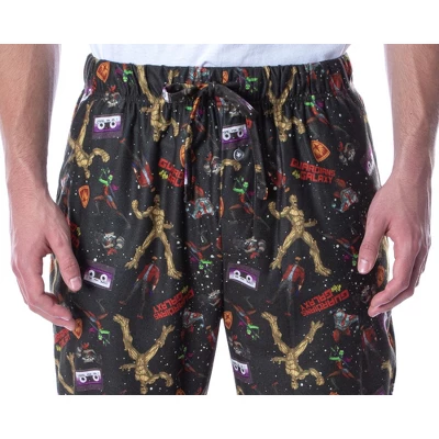 Marvel Men's Guardians Of The Galaxy Mix Tape And Characters Pajama Pants Black 2 Marvel Men's Guardians Of The Galaxy Mix Tape And Characters Pajama Pants Black - Image 2