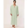 Lars Amadeus Men's Cotton V-Neck Side Split Long Night Gown With Pocket