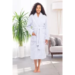 Women's Fuzzy Plush Fleece Winter Robe, Warm Soft Bathrobe For Her