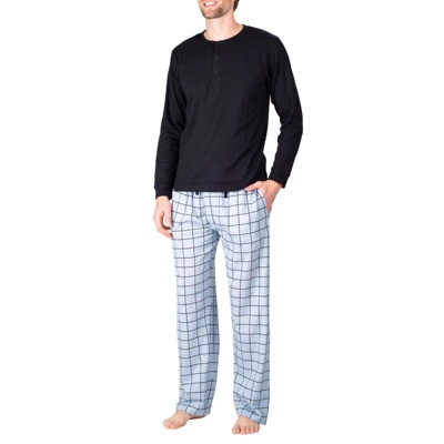 SLEEPHERO Men’s 2 Piece Pajama Set With Cotton Knit Men Pajama Pants And Long Sleeve Henley T-Shirt 3 SLEEPHERO Men’s 2 Piece Pajama Set With Cotton Knit Men Pajama Pants And Long Sleeve Henley T-Shirt - Image 3