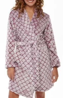 Women's Warm Soft Plush Fleece Bathrobe, Knee Length Robe, Seashell Scalloped -Cozy Nights Sales Store GUEST 80d09f1e ffd3 4519 9634 8c3c48796536