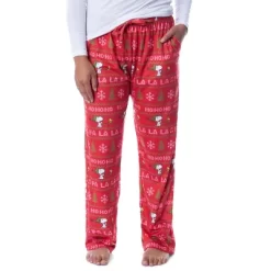 Peanuts Womens' Snoopy And Woodstock Ho Ho Ho Ugly Sweater Pajama Pants Red -Cozy Nights Sales Store GUEST 825636e6 ba3d 4d1c 86ff 0642a1a0e0b6