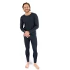 Leveret Mens Two Piece Neutral Solid Color Thermal Pajamas
