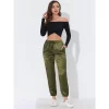 Cheibear Womens Satin Bottoms Lounge Trousers With Pocket Joggers Ankle Pants