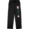 Demon Slayer Tanjiro Fox Mask And Kanji Men's Black Sleep Pajama Pants